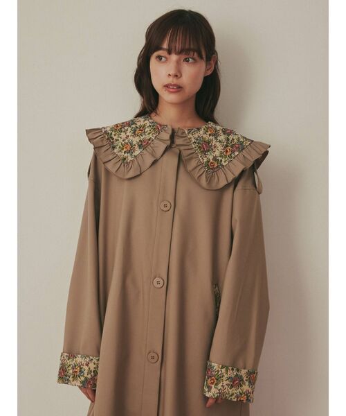 merry jenny(メリージェニー)の「フリルカラージャガードコンビトレンチ(トレンチコート・レディース・ブラウン/ベージュ/ブラック・FREE)」の10枚目の写真