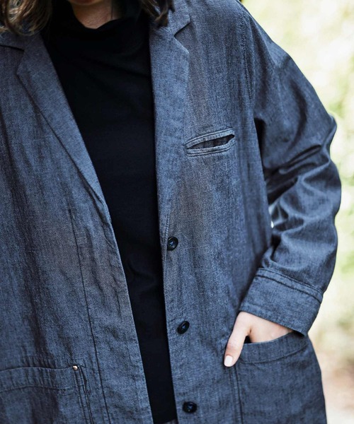 Sunny clouds（サニークラウズ）の「サニークラウズ　インディゴシャンブレーコート〈レディース〉（その他アウター・レディース・インディゴブルー・MEDIUM/LARGE/X-LARGE/XX-LARGE/NM）」の9枚目の写真