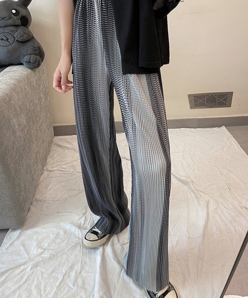 i-dare(アイディア)の「【i-dare】総柄リブリラックスパンツ(その他パンツ・レディース・ブラウン/グレー・SMALL/MEDIUM/LARGE)」の3枚目の写真