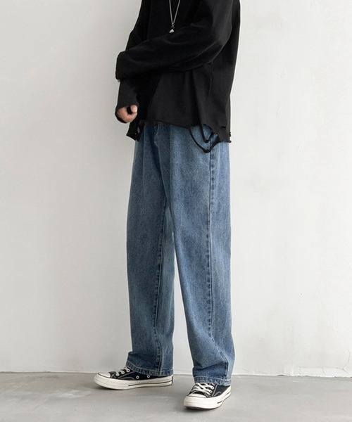 aimoha(アイモハ)の「ストレートワイドデニム(デニムパンツ・メンズ・ブラック/ライトブルー/ネイビー・LARGE/XX-LARGE/MEDIUM/X-LARGE)」の18枚目の写真