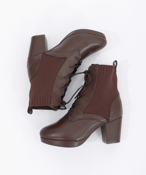 axes femme（アクシーズファム）の「レースアップソックスブーツ（ブーツ・レディース・ブラック/ブラウン・MEDIUM/LARGE）」の10枚目の写真