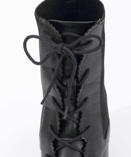 axes femme（アクシーズファム）の「レースアップソックスブーツ（ブーツ・レディース・ブラック/ブラウン・MEDIUM/LARGE）」の7枚目の写真