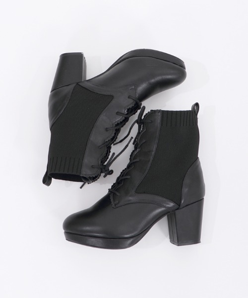 axes femme（アクシーズファム）の「レースアップソックスブーツ（ブーツ・レディース・ブラック/ブラウン・MEDIUM/LARGE）」の14枚目の写真