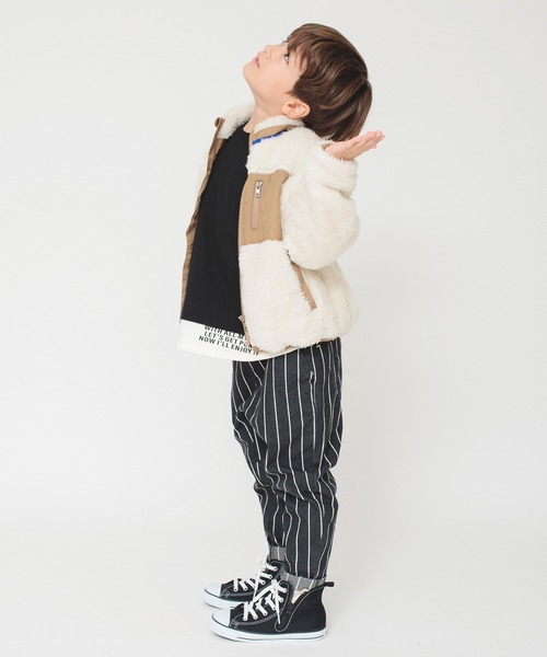 BRANSHES(ブランシェス)の「【やわらか】ボアジャケット(ブルゾン・キッズ・ブラック/アイボリー/カモフラージュ・100/90/130/110/140/120/150/160)」の17枚目の写真