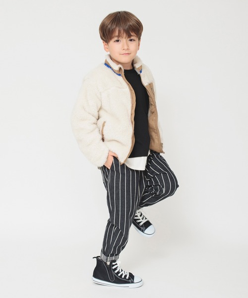 BRANSHES(ブランシェス)の「【やわらか】ボアジャケット(ブルゾン・キッズ・ブラック/アイボリー/カモフラージュ・100/90/130/110/140/120/150/160)」の16枚目の写真