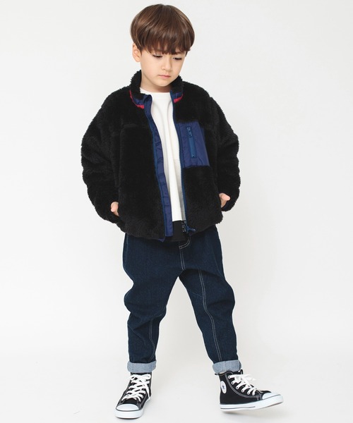 BRANSHES(ブランシェス)の「【やわらか】ボアジャケット(ブルゾン・キッズ・ブラック/アイボリー/カモフラージュ・100/90/130/110/140/120/150/160)」の22枚目の写真