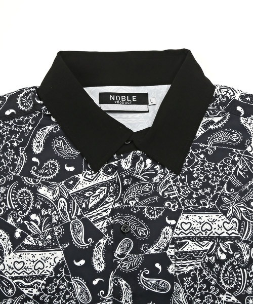 LUXSTYLE(ラグスタイル)の「衿配色総柄プリント長袖シャツ(シャツ/ブラウス・メンズ・ブラック×イエロー/ブラック×ホワイト/マルチ・L/M)」の14枚目の写真