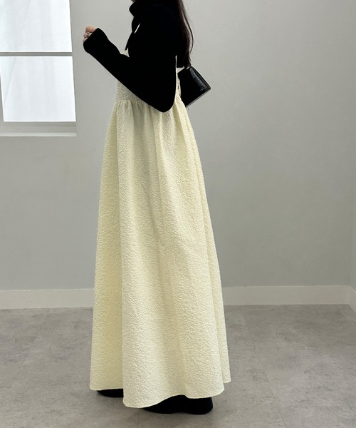 solleim（ソルレム）の「ぽこぽこジャガードキャミワンピース（ジャンパースカート・レディース・アイボリー/ブラック/オフホワイト・M）」の15枚目の写真