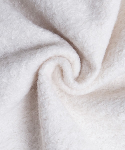 hunch（ハンチ）の「ウールライクミディアムコート l 真冬 防寒 コクーン型 シンプル 重ね着 オーバーサイズ あったかポケット（ノーカラーコート・レディース・グレイッシュベージュ/アイボリー/ネイビー・FREE）」の8枚目の写真