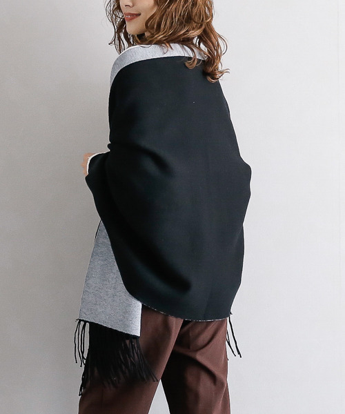 La-gemme（ラジェム）の「ストール風羽織カーディガン（カーディガン/ボレロ・レディース・ブラック×グレー/ブルー系その他/チェック/ブラウン系その他3/ブルー系その他2/ブラウン系その他/ブラウン系その他2/グレー×ピンク・フリー）」の9枚目の写真