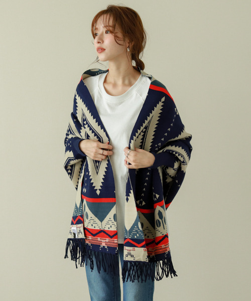 La-gemme（ラジェム）の「ストール風羽織カーディガン（カーディガン/ボレロ・レディース・ブラック×グレー/ブルー系その他/チェック/ブラウン系その他3/ブルー系その他2/ブラウン系その他/ブラウン系その他2/グレー×ピンク・フリー）」の19枚目の写真