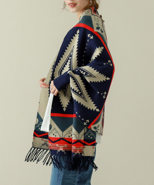 La-gemme（ラジェム）の「ストール風羽織カーディガン（カーディガン/ボレロ・レディース・ブラック×グレー/ブルー系その他/チェック/ブラウン系その他3/ブルー系その他2/ブラウン系その他/ブラウン系その他2/グレー×ピンク・フリー）」の20枚目の写真