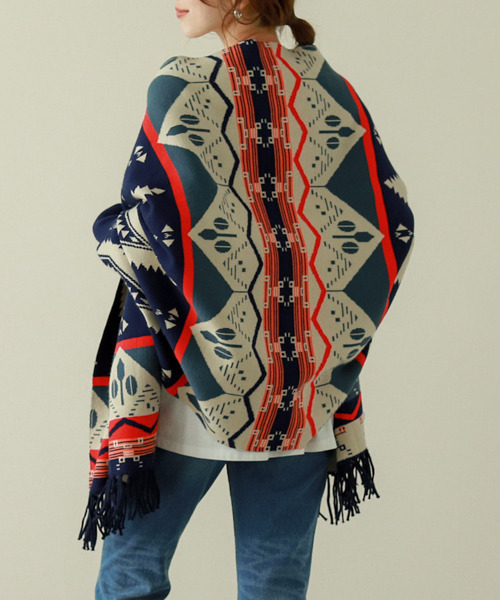 La-gemme（ラジェム）の「ストール風羽織カーディガン（カーディガン/ボレロ・レディース・ブラック×グレー/ブルー系その他/チェック/ブラウン系その他3/ブルー系その他2/ブラウン系その他/ブラウン系その他2/グレー×ピンク・フリー）」の21枚目の写真