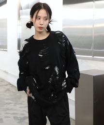 【UNISEX】レイヤードオーバーフィットダメージニット