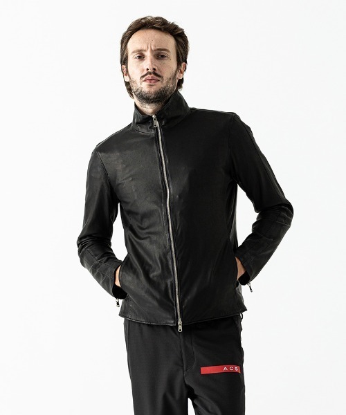 ACANTHUS(アカンサス)の「mj8992- Ultra-thin Leather Stand Collar Riders ライダースジャケット(ライダースジャケット・メンズ・ブラック・M/L/XL/S)」の2枚目の写真