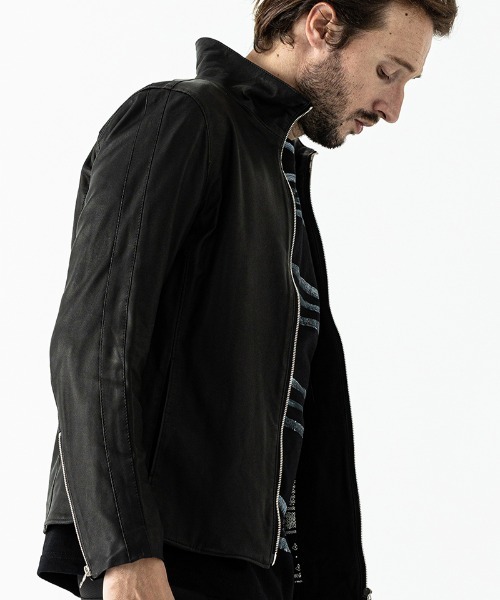 ACANTHUS(アカンサス)の「mj8992- Ultra-thin Leather Stand Collar Riders ライダースジャケット(ライダースジャケット・メンズ・ブラック・M/L/XL/S)」の3枚目の写真