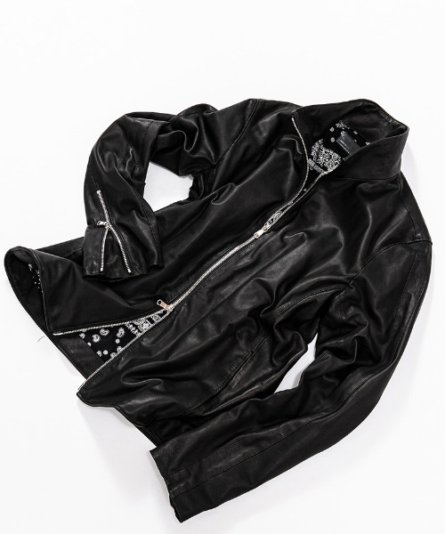 ACANTHUS(アカンサス)の「mj8992- Ultra-thin Leather Stand Collar Riders ライダースジャケット(ライダースジャケット・メンズ・ブラック・M/L/XL/S)」の9枚目の写真