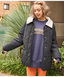 2WAYダイヤキルト襟ボアブルゾン