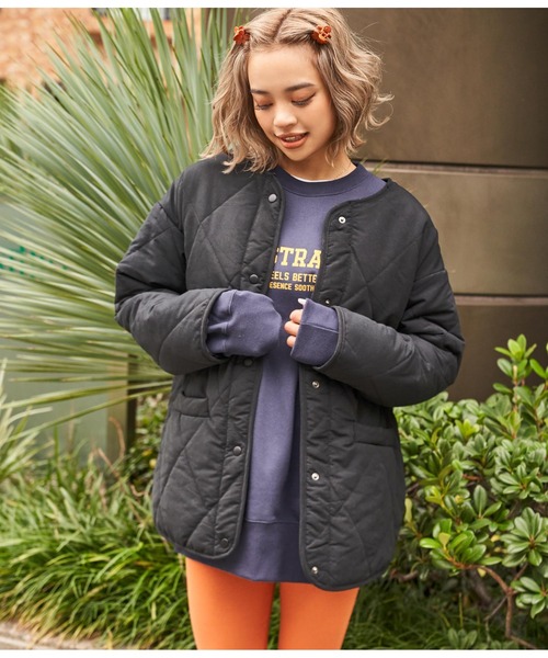 anap mimpi（アナップミンピ）の「2WAYダイヤキルト襟ボアブルゾン（ブルゾン・レディース・ブラック/カーキ/ベージュ・FREE）」の13枚目の写真