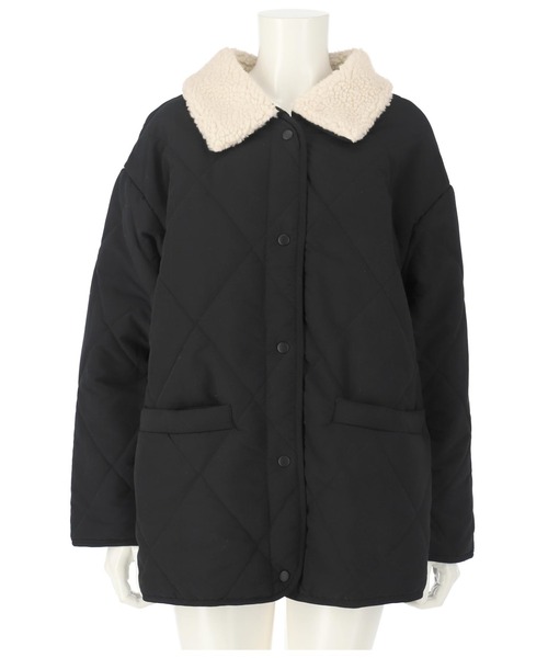 anap mimpi（アナップミンピ）の「2WAYダイヤキルト襟ボアブルゾン（ブルゾン・レディース・ブラック/カーキ/ベージュ・FREE）」の7枚目の写真