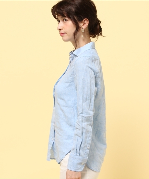 LIMITLESS LUXURY（リミットレスラグジュアリー）の「リネンシャツ。（シャツ/ブラウス・レディース・ホワイト/ネイビー/イエロー/サックスブルー・FREE）」の15枚目の写真