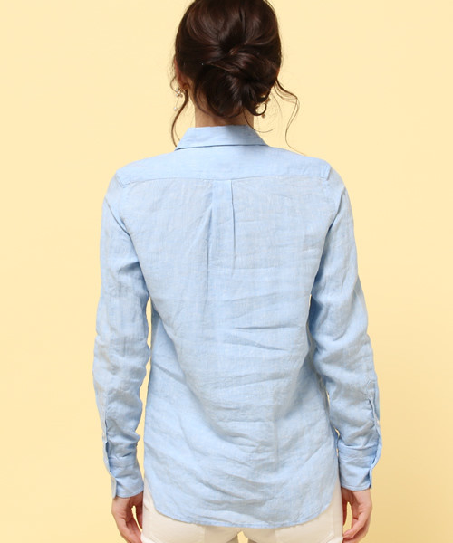 LIMITLESS LUXURY（リミットレスラグジュアリー）の「リネンシャツ。（シャツ/ブラウス・レディース・ホワイト/ネイビー/イエロー/サックスブルー・FREE）」の16枚目の写真