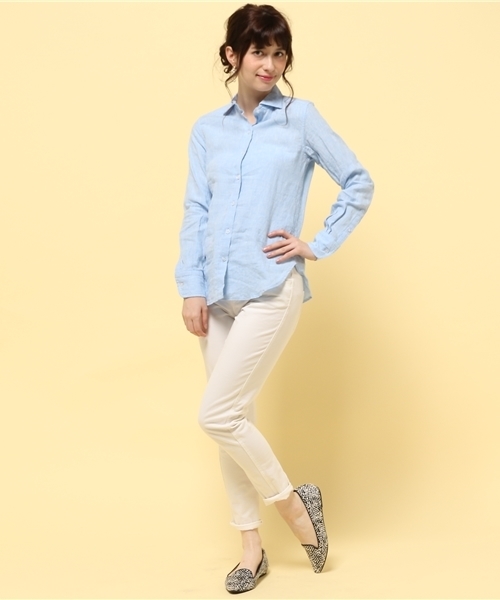 LIMITLESS LUXURY（リミットレスラグジュアリー）の「リネンシャツ。（シャツ/ブラウス・レディース・ホワイト/ネイビー/イエロー/サックスブルー・FREE）」の8枚目の写真