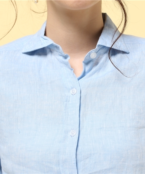 LIMITLESS LUXURY（リミットレスラグジュアリー）の「リネンシャツ。（シャツ/ブラウス・レディース・ホワイト/ネイビー/イエロー/サックスブルー・FREE）」の9枚目の写真