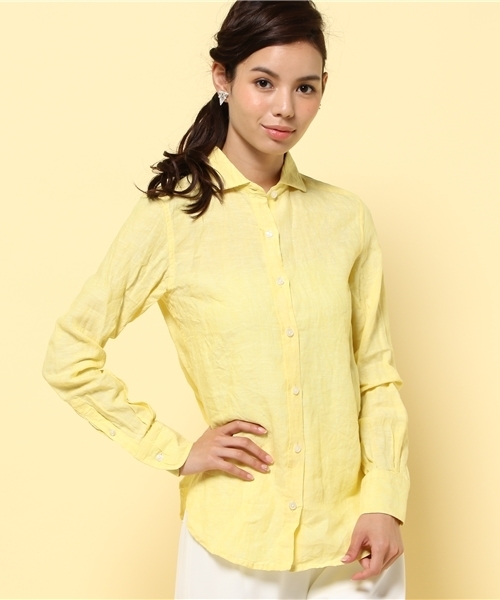 LIMITLESS LUXURY（リミットレスラグジュアリー）の「リネンシャツ。（シャツ/ブラウス・レディース・ホワイト/ネイビー/イエロー/サックスブルー・FREE）」の7枚目の写真