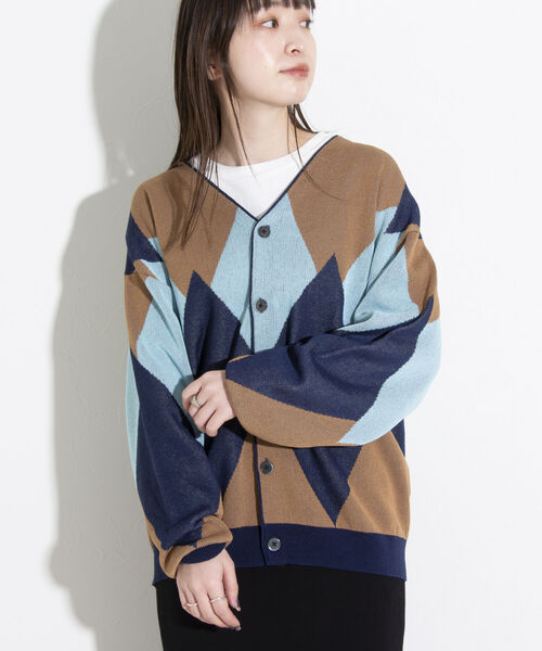 GLOSTER（グロスター）の「【GLOSTER/グロスター】ミックスパターン ルーズフィットカーディガン（カーディガン/ボレロ・メンズ・オレンジ系その他/ホワイト系その他/ベージュ系その他/ブルー系その他/グリーン系その他・S/M/L）」の21枚目の写真