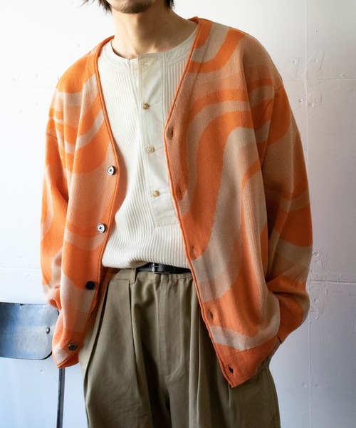GLOSTER（グロスター）の「【GLOSTER/グロスター】ミックスパターン ルーズフィットカーディガン（カーディガン/ボレロ・メンズ・オレンジ系その他/ホワイト系その他/ベージュ系その他/ブルー系その他/グリーン系その他・S/M/L）」の17枚目の写真