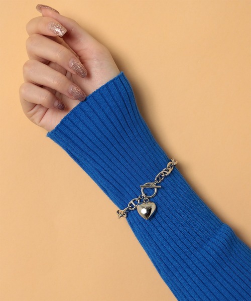 Ray BEAMS（レイビームス）の「マリンチェーン マンテル ハート ブレスレット（ブレスレット・レディース・シルバー/ゴールド・ONE SIZE）」の4枚目の写真