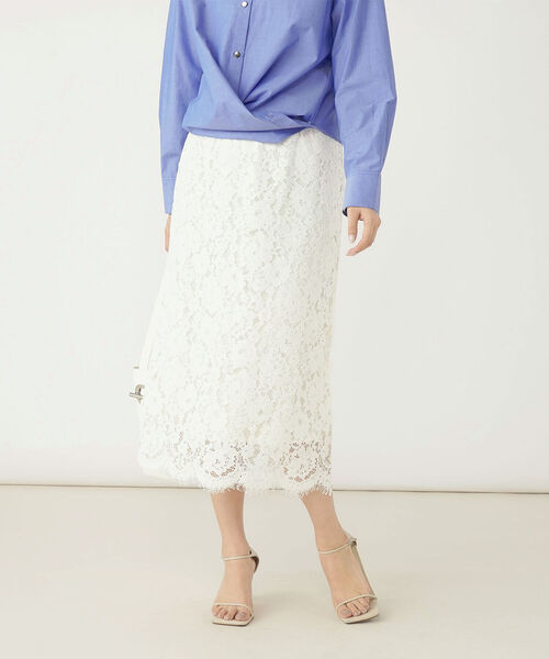 NOLLEY’S Sophi（ノーリーズソフィ）の「ウエストリブレーススカート（スカート・レディース・ミント/オフホワイト/グレイッシュベージュ・38/36）」の2枚目の写真