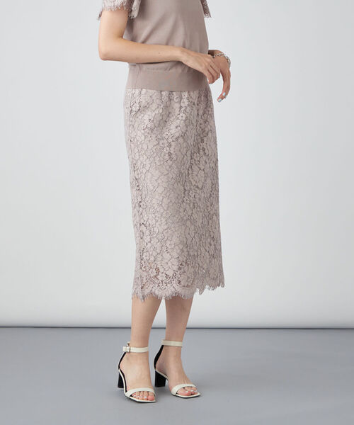 NOLLEY’S Sophi（ノーリーズソフィ）の「ウエストリブレーススカート（スカート・レディース・ミント/オフホワイト/グレイッシュベージュ・38/36）」の3枚目の写真