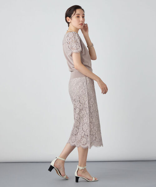 NOLLEY’S Sophi（ノーリーズソフィ）の「ウエストリブレーススカート（スカート・レディース・ミント/オフホワイト/グレイッシュベージュ・38/36）」の4枚目の写真