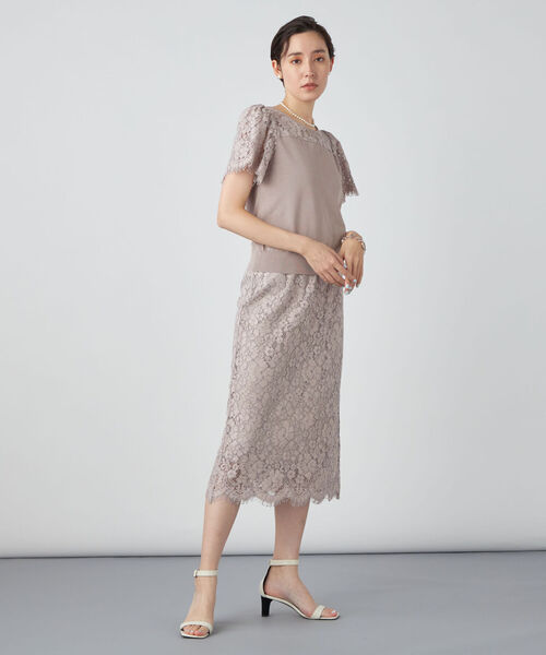 NOLLEY’S Sophi（ノーリーズソフィ）の「ウエストリブレーススカート（スカート・レディース・ミント/オフホワイト/グレイッシュベージュ・38/36）」の6枚目の写真