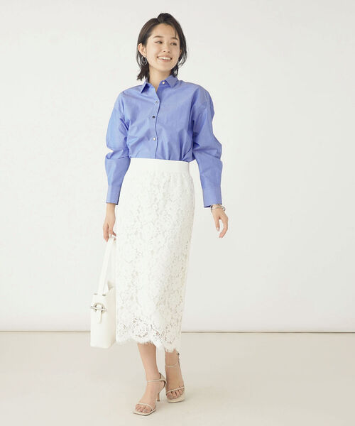 NOLLEY’S Sophi（ノーリーズソフィ）の「ウエストリブレーススカート（スカート・レディース・ミント/オフホワイト/グレイッシュベージュ・38/36）」の18枚目の写真