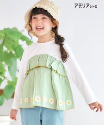 アデリアレトロ | アデリアレトロ 3柄刺繍ドッキングTシャツ(Tシャツ/カットソー)