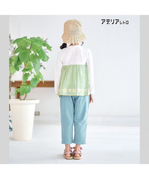 アデリアレトロ（アデリアレトロ）の「アデリアレトロ 3柄刺繍ドッキングTシャツ（Tシャツ/カットソー・キッズ・ミント/アイボリー/ネイビー・110/100/130/120/90/80）」の5枚目の写真