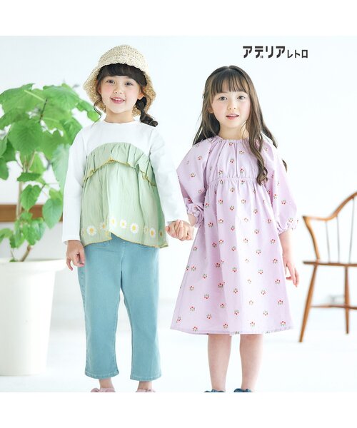 アデリアレトロ（アデリアレトロ）の「アデリアレトロ 3柄刺繍ドッキングTシャツ（Tシャツ/カットソー・キッズ・ミント/アイボリー/ネイビー・110/100/130/120/90/80）」の6枚目の写真