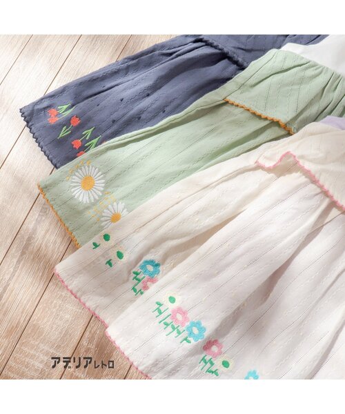 アデリアレトロ（アデリアレトロ）の「アデリアレトロ 3柄刺繍ドッキングTシャツ（Tシャツ/カットソー・キッズ・ミント/アイボリー/ネイビー・110/100/130/120/90/80）」の9枚目の写真