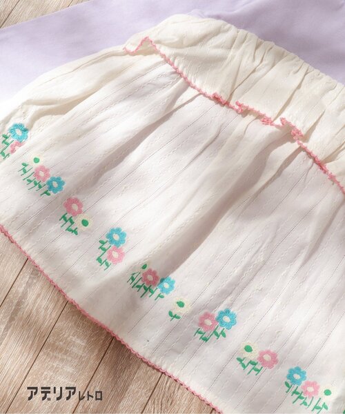 アデリアレトロ（アデリアレトロ）の「アデリアレトロ 3柄刺繍ドッキングTシャツ（Tシャツ/カットソー・キッズ・ミント/アイボリー/ネイビー・110/100/130/120/90/80）」の13枚目の写真