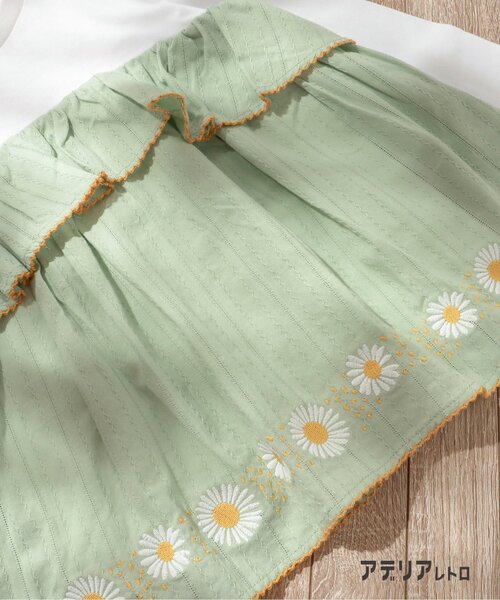 アデリアレトロ（アデリアレトロ）の「アデリアレトロ 3柄刺繍ドッキングTシャツ（Tシャツ/カットソー・キッズ・ミント/アイボリー/ネイビー・110/100/130/120/90/80）」の15枚目の写真