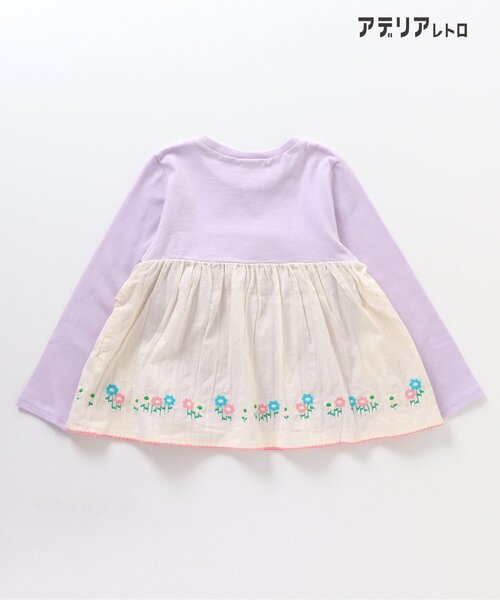 アデリアレトロ（アデリアレトロ）の「アデリアレトロ 3柄刺繍ドッキングTシャツ（Tシャツ/カットソー・キッズ・ミント/アイボリー/ネイビー・110/100/130/120/90/80）」の19枚目の写真