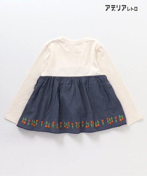 アデリアレトロ（アデリアレトロ）の「アデリアレトロ 3柄刺繍ドッキングTシャツ（Tシャツ/カットソー・キッズ・ミント/アイボリー/ネイビー・110/100/130/120/90/80）」の21枚目の写真