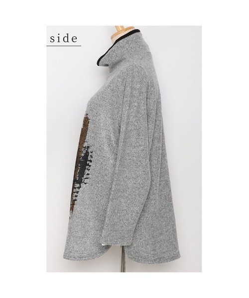 Sawa a la mode（サワアラモード）の「大人モードを叶えるハイネックペイントニット（ニット/セーター・レディース・グレー/ブラック・FREE）」の5枚目の写真