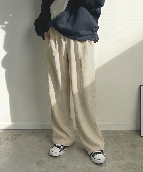 Futier land（フューティアランド）の「ハイウエストコーデュロイスラックス（スラックス・レディース・ブラック/ブラウン/アイボリー・MEDIUM/LARGE）」の18枚目の写真