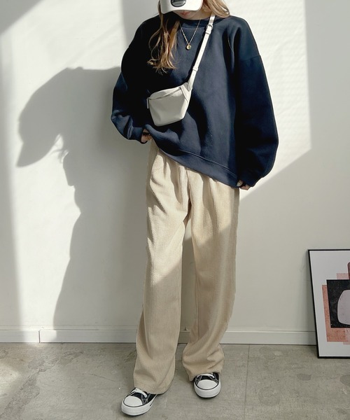 Futier land（フューティアランド）の「ハイウエストコーデュロイスラックス（スラックス・レディース・ブラック/ブラウン/アイボリー・MEDIUM/LARGE）」の13枚目の写真