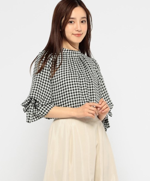 MISCH MASCH（ミッシュマッシュ）の「バルーンリボンブラウス（シャツ/ブラウス・レディース・ホワイト×ブラック/ホワイト/ベージュ/ラベンダー・MEDIUM）」の5枚目の写真