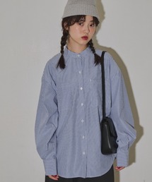 MERLOT | バンドカラーストライプビッグシャツ(シャツ/ブラウス)